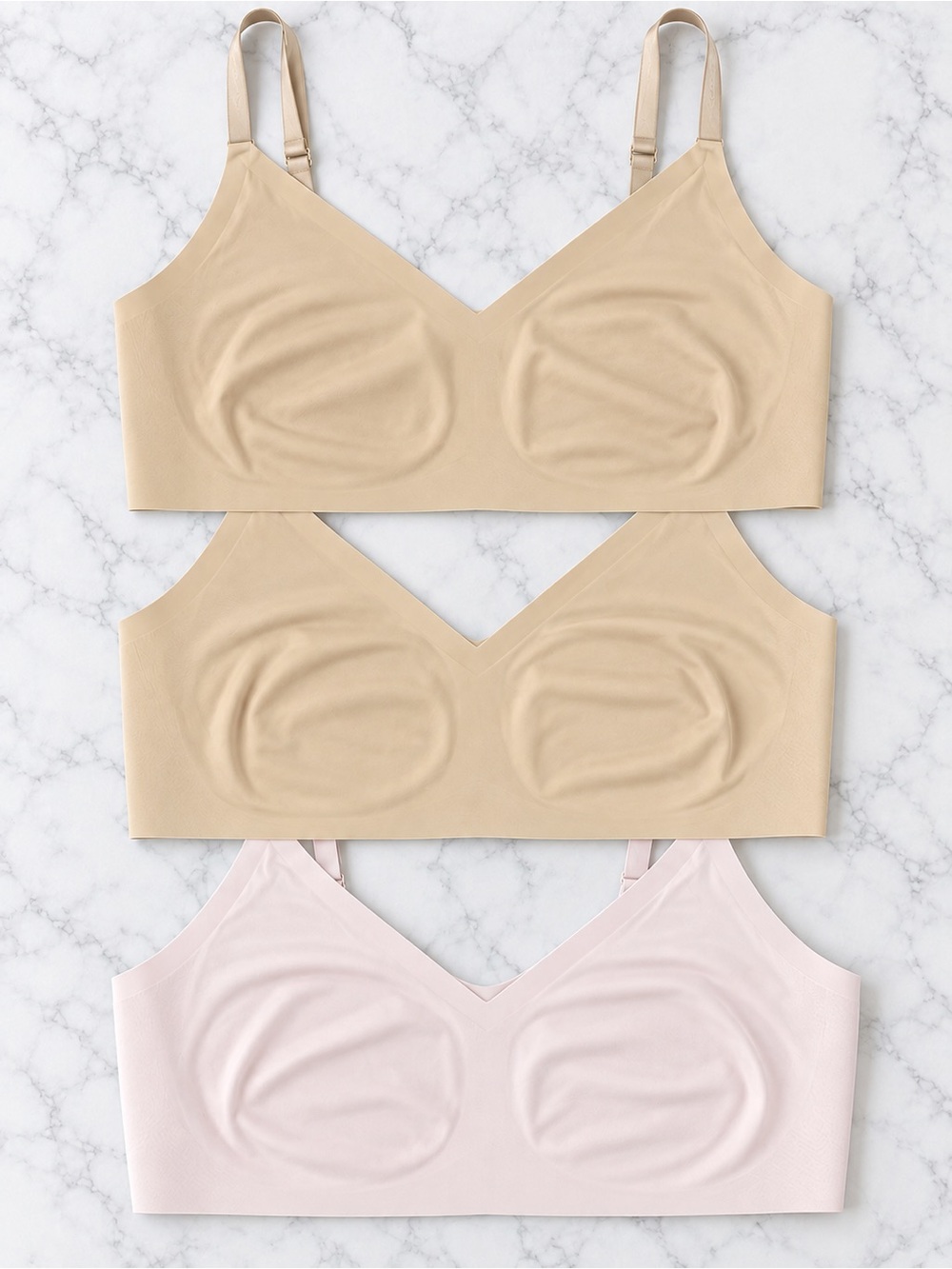 Bundle (3) Calvin Klein Bralettes, (2) Nude & (1) Light Pink-Size XL